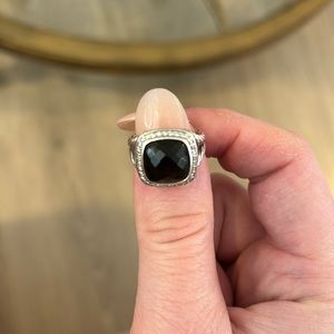 David Yurman Sterling Silver Albion Ring with Black Onyx & Diamonds 11mm